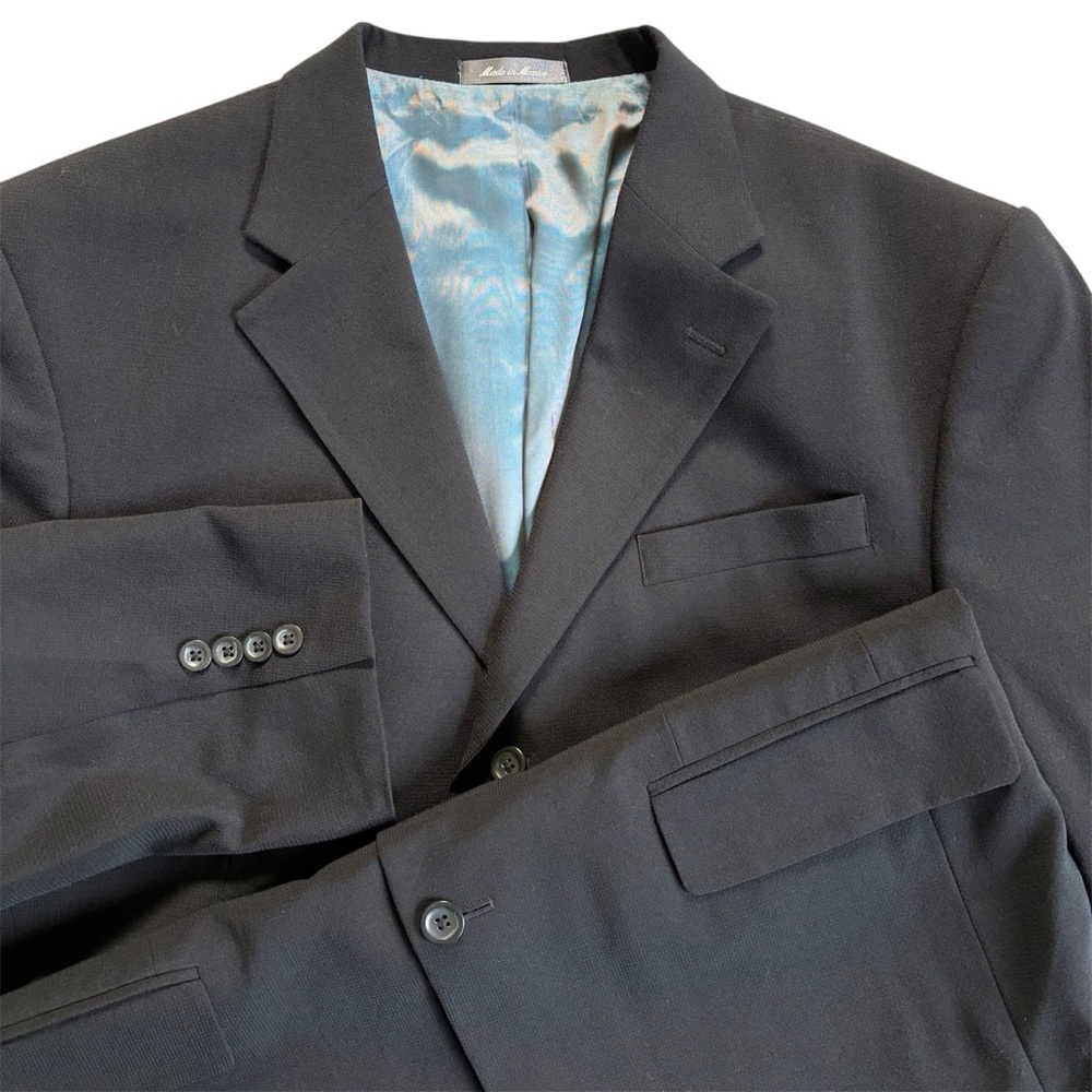 Oscar De La Renta Components size 42R black single breasted wool blend blazer‎